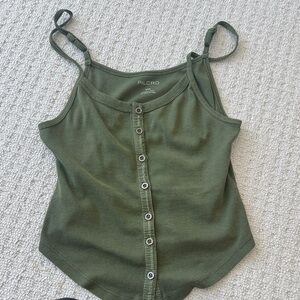 Pilcro Forest Green Button-Front Camisole
